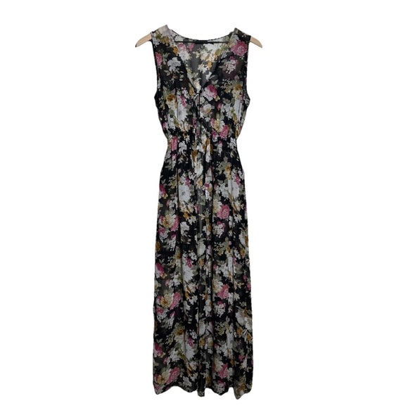 POETRY Medium Sheer Maxi Duster Chic Floral Tank  Summer Beach Bohemian Romantic - Picture 1 of 15